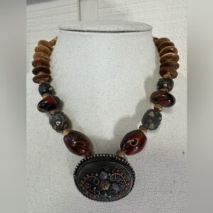 Vintage ethnic vibe medallion necklace